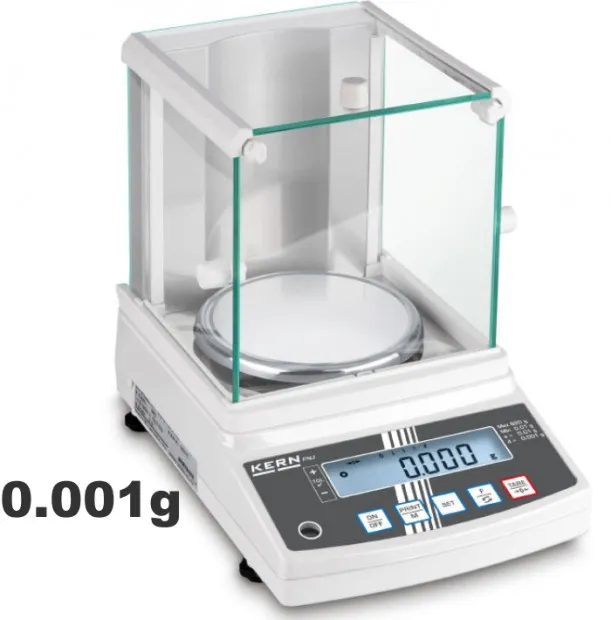 Eichbare Kern Feinwaage - Karatwaage mit Windschutz 620g / 0.001g Eichbare Kern Feinwaage - Karatwaage mit Windschutz 620g / 0.001g