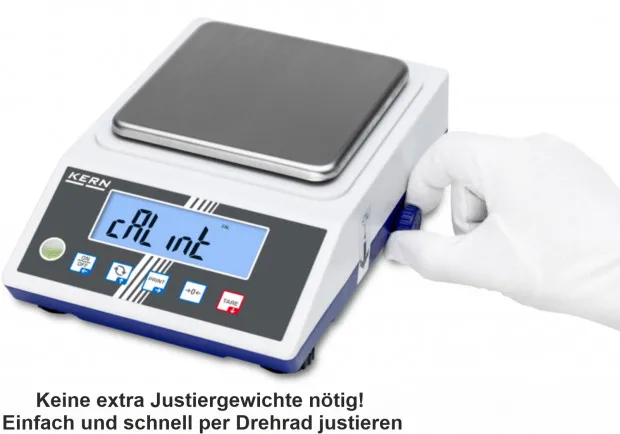 Interne Justierschaltung per Drehknopf an der KERN PCJ 600-2M