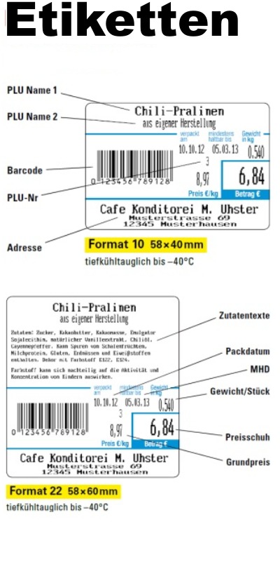 Etiketten für Etikettierwaage CAS 5200