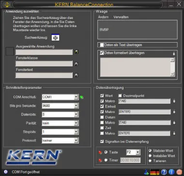 Wägedaten an den PC übertragen per Software